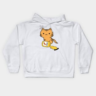 Cute Orange Cat Spilled a jar of mustard sauce Kids Hoodie